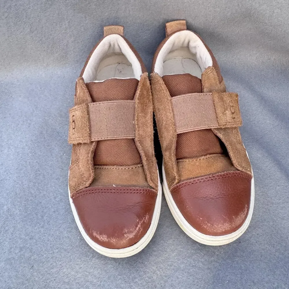 UGG Shoes Kids Size 12 Brown Suede Mesh Hook &‎ Loop Strap Sneakers 1117454T